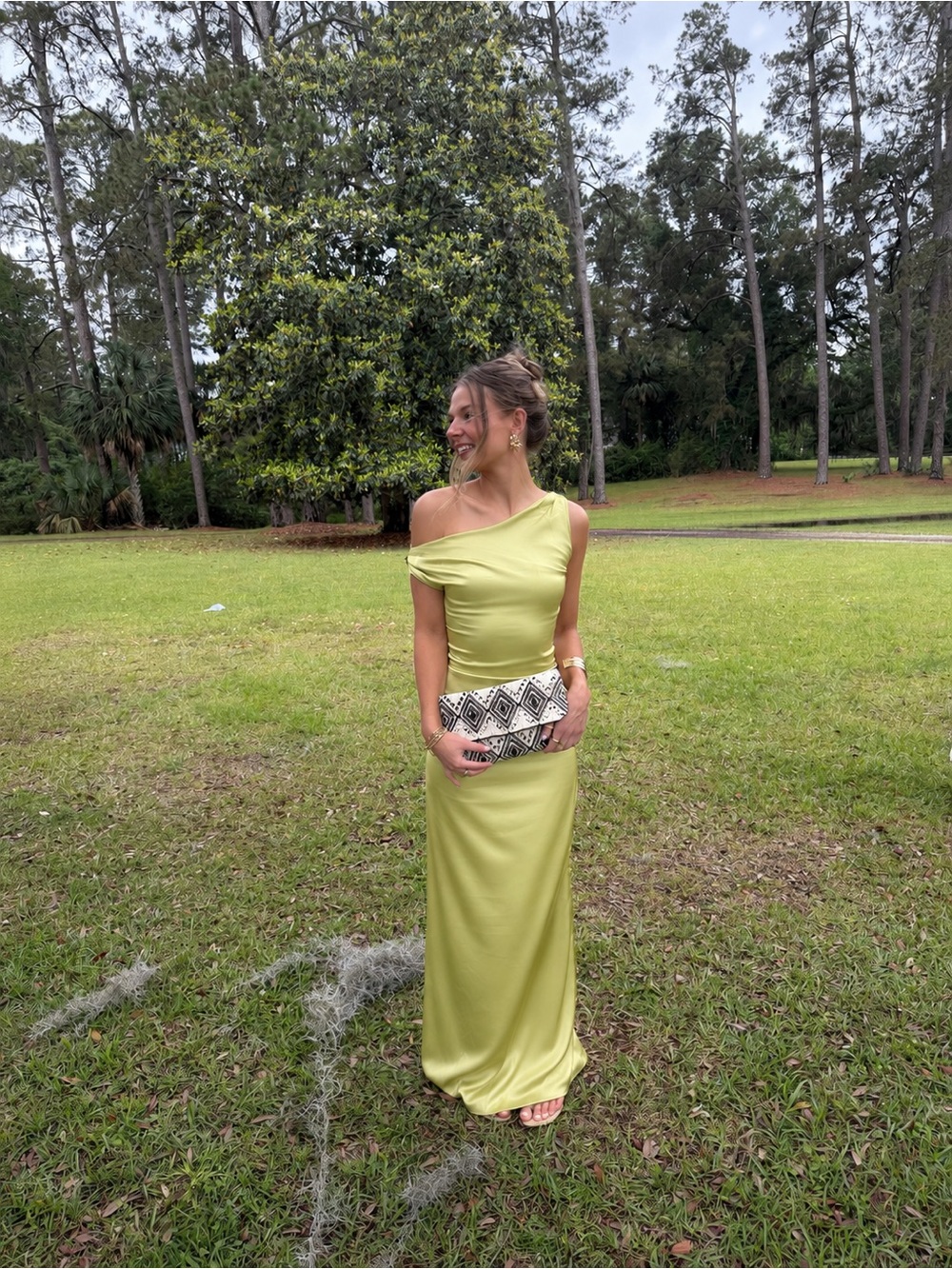 Peppermayo Lime Green One-Shoulder Maxi Dress